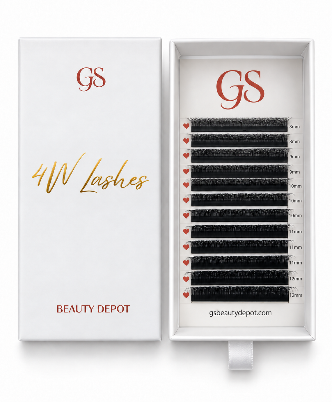 4W Lashes — bandeja mixta completa de 8 a 12 mm